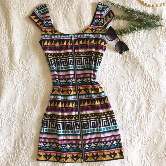 Divided Dresses & Skirts - DIVIDED tribal print mini body con dress, size 6
